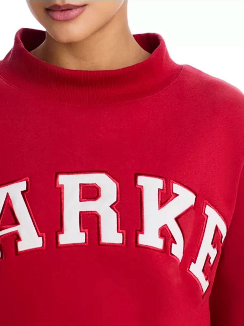 PARKE Red Mock-Turtleneck Logo Sweatshirt - Picture 3 of 9